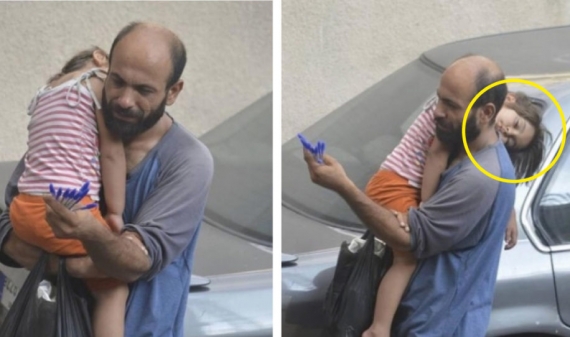 Desesperado y con hija hambrienta, vendía bolígrafos hasta que una foto viral les cambió la vida